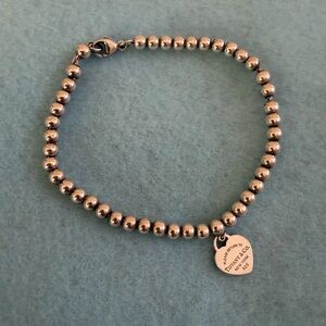 Tiffany & Co. Silver Bead Bracelet with Heart Charm